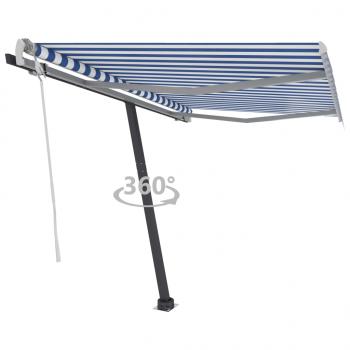 ARDEBO.de - Standmarkise Manuell Einziehbar 350x250 cm Blau/Weiß