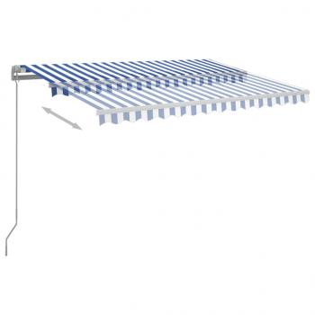 Automatische Markise mit LED Windsensor 350x250 cm Blau Weiß