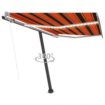 ARDEBO.de - Automatische Markise mit LED Windsensor 350x250 cm Orange/Braun