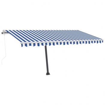 Automatische Markise mit LED Windsensor 400x300 cm Blau Weiß