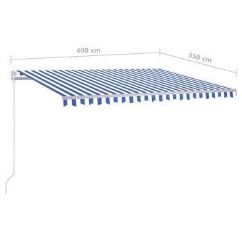 Standmarkise Automatisch 400x350 cm Blau/Weiß