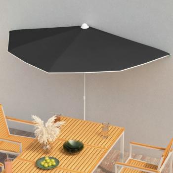 ARDEBO.de - Halb-Sonnenschirm mit Mast 180x90 cm Schwarz