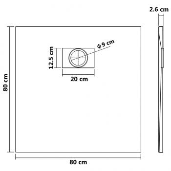 Duschwanne SMC Grau 80x80 cm