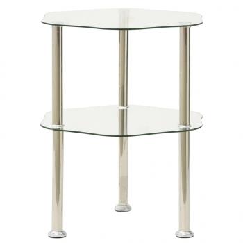 ARDEBO.de - Beistelltisch mit 2 Ablagen Transparent 38x38x50 cm Hartglas