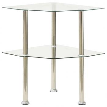 ARDEBO.de - Beistelltisch mit 2 Ablagen Transparent 38x38x50 cm Hartglas