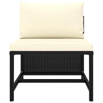 Modular-Mittelsofa mit Kissen Schwarz Poly Rattan