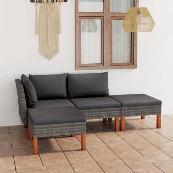 ARDEBO.de - 4-tlg. Garten-Lounge-Set mit Kissen Poly Rattan Grau