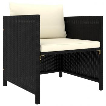 ARDEBO.de - Gartensofa mit Kissen Schwarz Poly Rattan