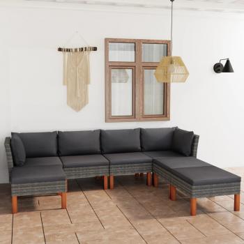 ARDEBO.de - 7-tlg. Garten-Lounge-Set mit Kissen Poly Rattan Grau