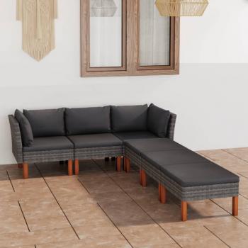 ARDEBO.de - 6-tlg. Garten-Lounge-Set mit Kissen Poly Rattan Grau