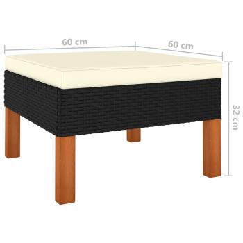 5-tlg. Garten-Lounge-Set mit Kissen Poly Rattan Schwarz