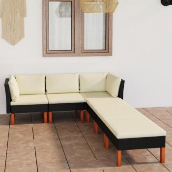 ARDEBO.de - 6-tlg. Garten-Lounge-Set mit Kissen Poly Rattan Schwarz