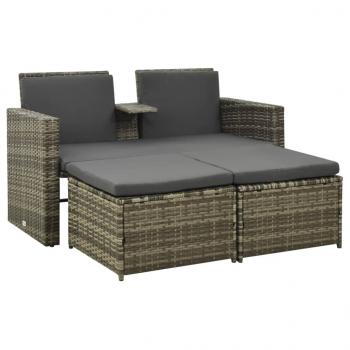 ARDEBO.de - 3-tlg. Garten-Lounge-Set mit Auflagen Poly Rattan Grau