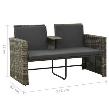 3-tlg. Garten-Lounge-Set mit Auflagen Poly Rattan Grau