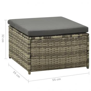 3-tlg. Garten-Lounge-Set mit Auflagen Poly Rattan Grau