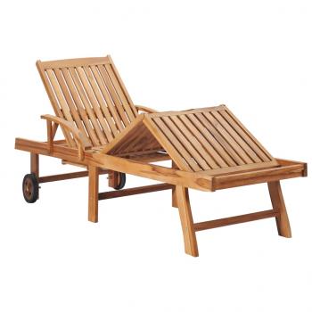 Sonnenliegen 2 Stk. mit Creme Auflagen Massivholz Teak