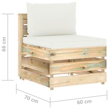 Modulares Mittelsofa mit Kissen Grün Imprägniertes Holz