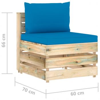 Modulares Mittelsofa mit Kissen Grün Imprägniertes Holz