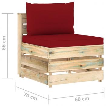 Modulares Mittelsofa mit Kissen Grün Imprägniertes Holz