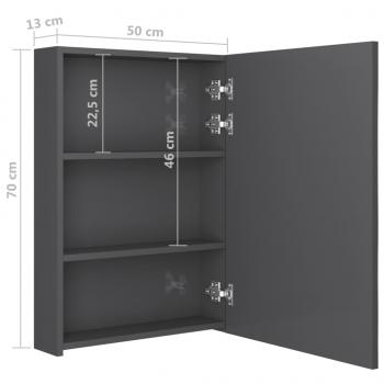 LED-Bad-Spiegelschrank Glänzendes Grau 50x13x70 cm