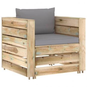 2-tlg. Garten-Lounge-Set mit Kissen Grün Imprägniertes Holz