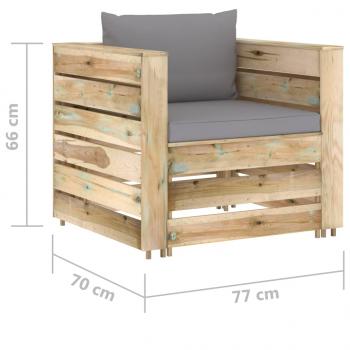 2-tlg. Garten-Lounge-Set mit Kissen Grün Imprägniertes Holz