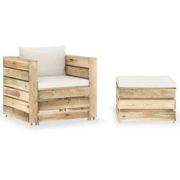 ARDEBO.de - 2-tlg. Garten-Lounge-Set mit Kissen Grün Imprägniertes Holz