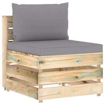 3-tlg. Garten-Lounge-Set mit Kissen Grün Imprägniertes Holz