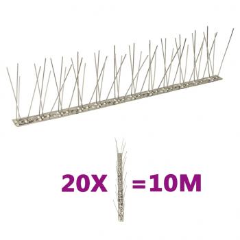 ARDEBO.de - 20-tlg. Taubenabwehr Spikes-Set Edelstahl 10 m 2-reihig