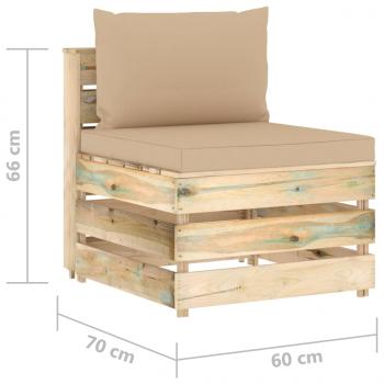 Modulares Mittelsofa mit Kissen Grün Imprägniertes Holz