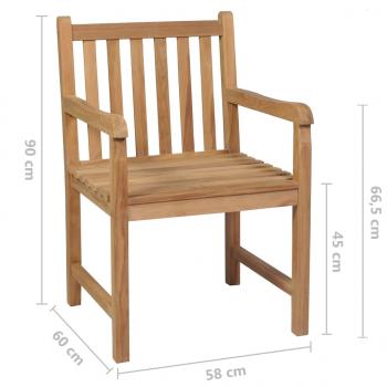 Gartenstühle 6 Stk. mit Creme Kissen Massivholz Teak