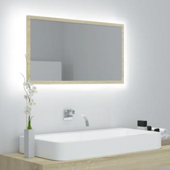 ARDEBO.de - LED-Badspiegel Sonoma-Eiche 80x8,5x37 cm Acryl