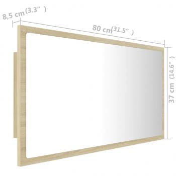 LED-Badspiegel Sonoma-Eiche 80x8,5x37 cm Acryl