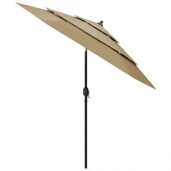 Sonnenschirm mit Aluminium-Mast 3-lagig Taupe 2,5 m