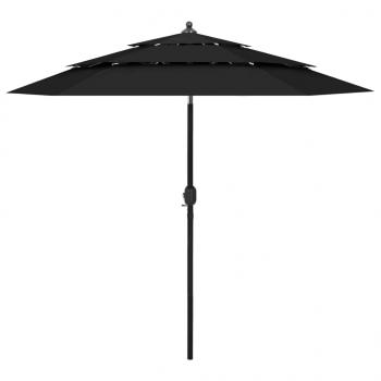 ARDEBO.de - Sonnenschirm mit Aluminium-Mast 3-lagig Schwarz 2,5 m