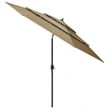 Sonnenschirm mit Aluminium-Mast 3-lagig Taupe 3 m