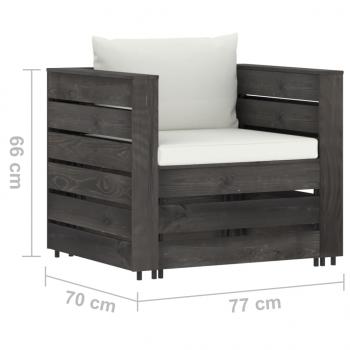 2-tlg. Garten-Lounge-Set mit Kissen Grau Imprägniertes Holz