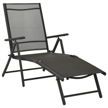 3-tlg. Garten-Lounge-Set Textilene und Aluminium Schwarz