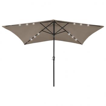 ARDEBO.de - Sonnenschirm mit LEDs und Stahl-Mast Taupe 2x3 m