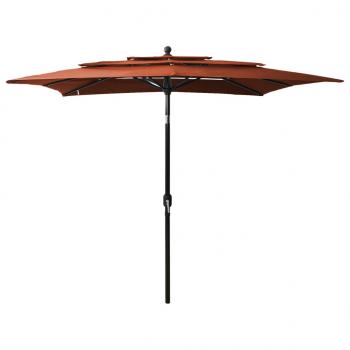 ARDEBO.de - Sonnenschirm mit Alu-Mast 3-lagig Terracotta-Rot 2,5x2,5 m