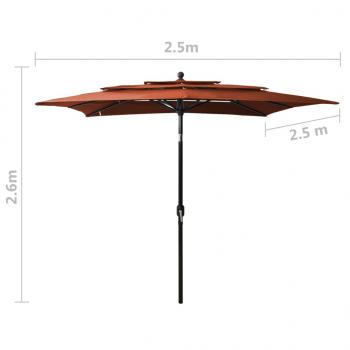 Sonnenschirm mit Alu-Mast 3-lagig Terracotta-Rot 2,5x2,5 m