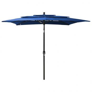 ARDEBO.de - Sonnenschirm mit Aluminium-Mast 3-lagig Azurblau 2,5x2,5 m