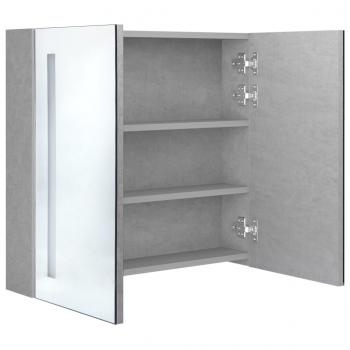 LED-Bad-Spiegelschrank Betongrau 62x14x60 cm