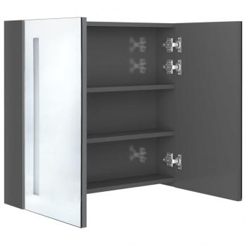 LED-Spiegelschrank fürs Bad Glänzend Grau 62x14x60 cm