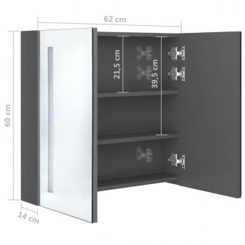 LED-Spiegelschrank fürs Bad Glänzend Grau 62x14x60 cm