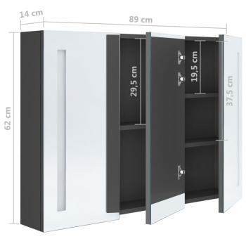 LED-Spiegelschrank fürs Bad 89x14x62 cm Grau