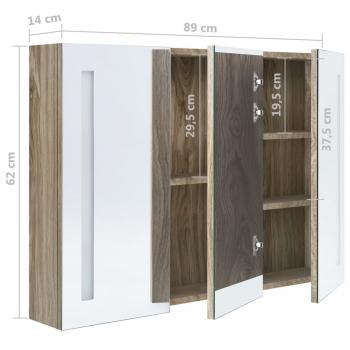 LED-Bad-Spiegelschrank 89x14x62 cm Eichen-Optik