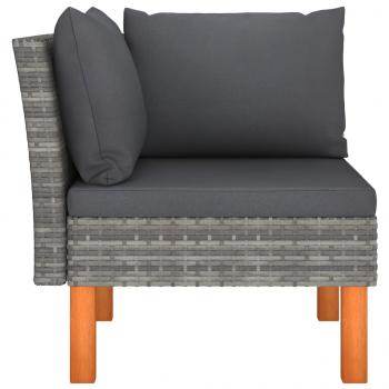 Ecksofa Poly Rattan und Eukalyptus Massivholz