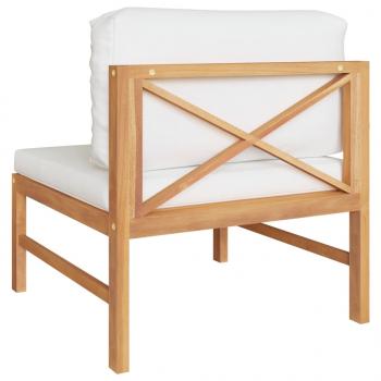 Mittelsofa mit Creme Kissen Teak Massivholz