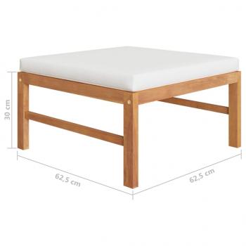 Fußhocker mit Creme Kissen Massivholz Teak